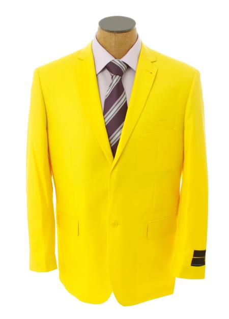 Mensusa Products Mens Solid Yellow Blazer