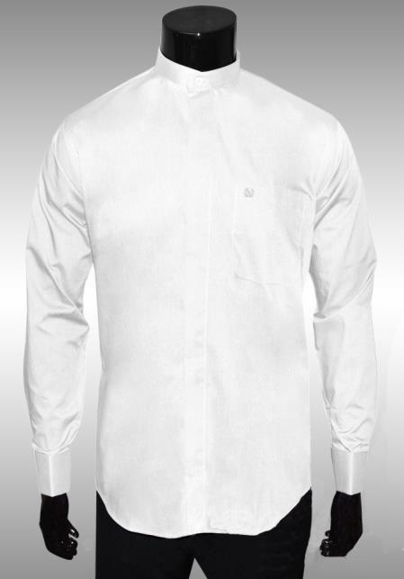 Mensusa Products Nehru Collar Dress Shirt White Lightweight Fabric