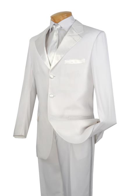 Mensusa Products White Tuxedo 2 Piece 3 Button Collection