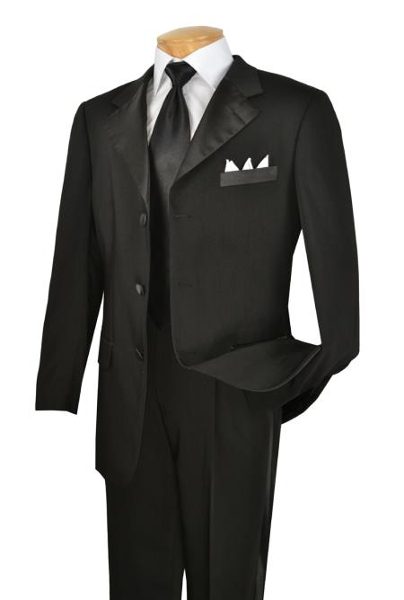 Mensusa Products Mens Black 3 Button Year Round Tuxedo Big and tall Extra Long sizes Available Collection