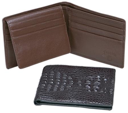 Mensusa Products Ferrini Genuine Hornback Crocodile Card Holder Wallet in Black & Brown