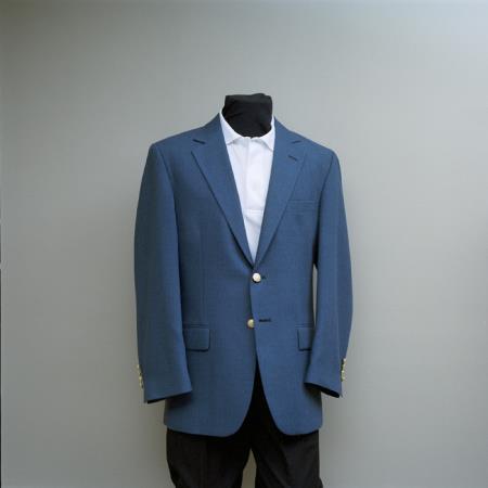 Mensusa Products Men's 2 Button Blazer Charcoal Blue with brass gold buttons sportcoat