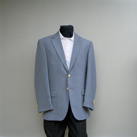 Mensusa Products Men's 2 Button Blazer Cambridge Grey with brass gold buttons sportcoat