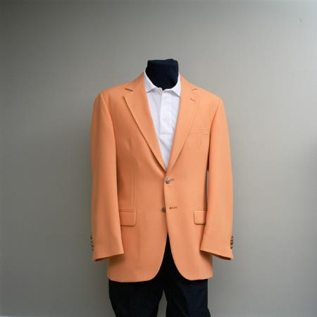 Mensusa Products Men's 2 Button Blazer Orange with brass gold buttons sportcoat