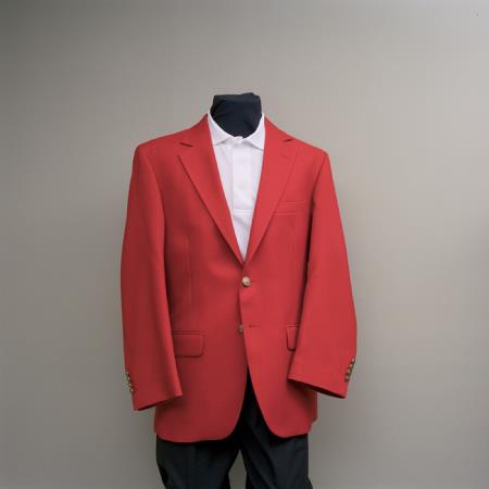 Mensusa Products Men's 2 Button Blazer Red with brass gold buttons sportcoat