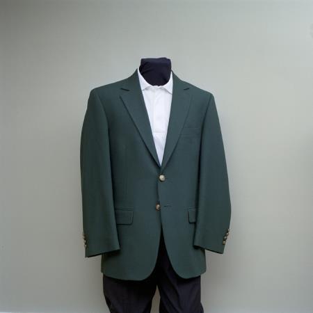 Mensusa Products Men's 2 Button Blazer Hunter Green with brass gold buttons sportcoat