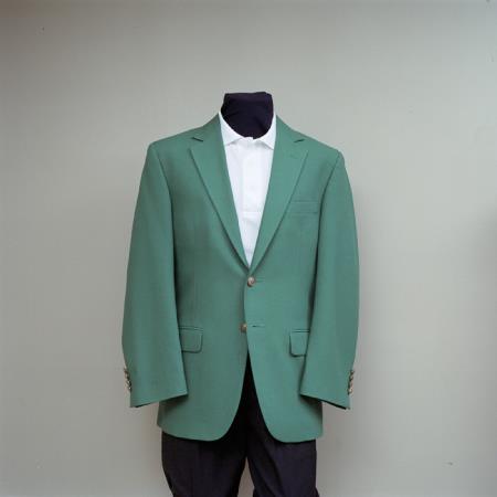 Mensusa Products Men's 2 Button Blazer Augusta Green with brass gold buttons sportcoat