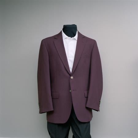 Mensusa Products Men's 2 Button Blazer Burgundy with brass gold buttons sportcoat