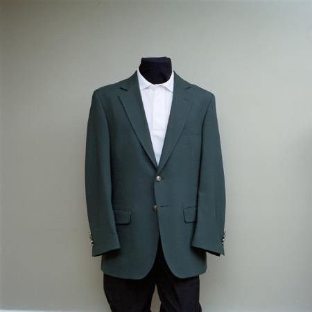 Mensusa Products Men's 2 Button Blazer Forest Green with brass gold buttons sportcoat