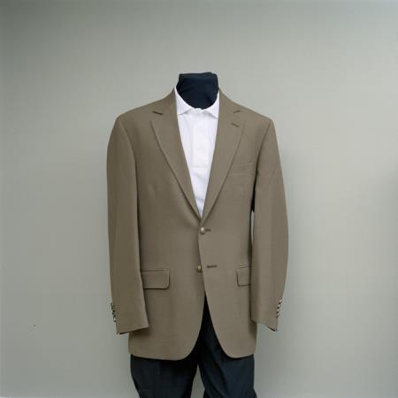 Mensusa Products Men's 2 Button Blazer Light Brown with brass gold buttons sportcoat