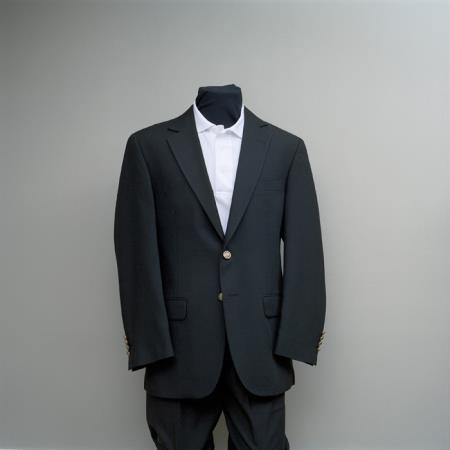 Mensusa Products Men's 2 Button Single Breasted Blazer Black with brass gold buttons sportcoat