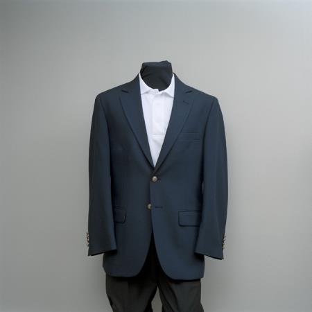 Mensusa Products Men's 2 Button Single Breasted Blazer Navy Blue with brass gold buttons sportcoat