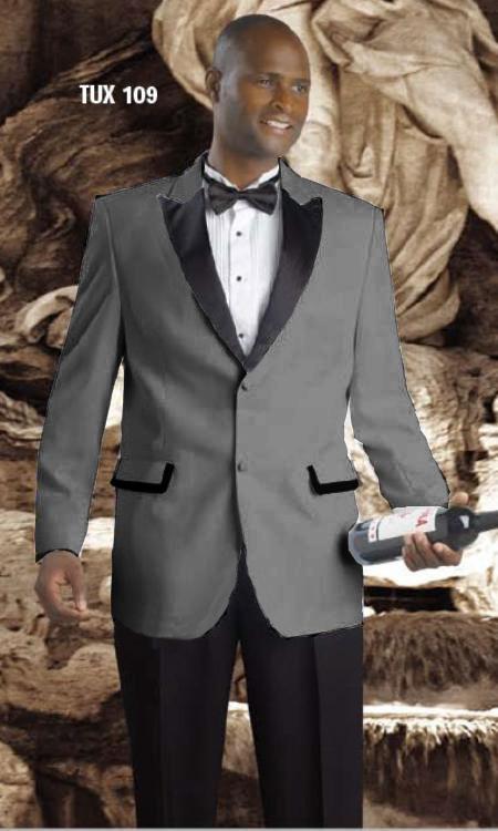 Mensusa Products High Quality 2 Button Tuxedos Peak Lapel with Black Satin Collar Dark Grey