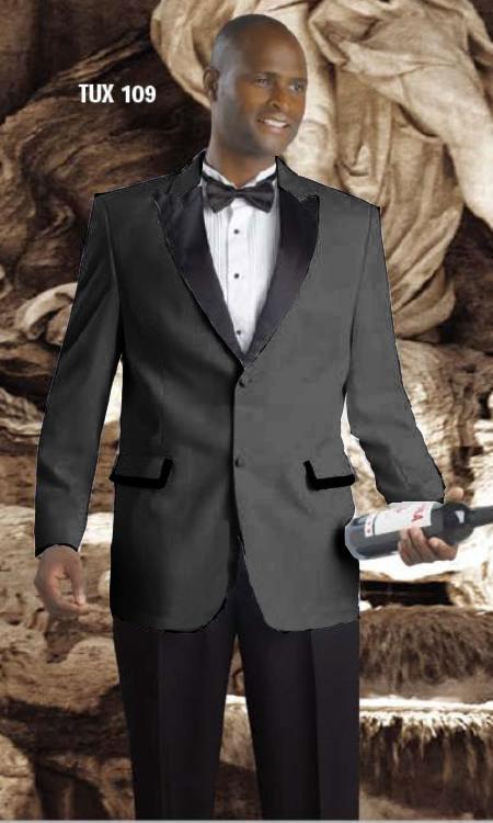 Mensusa Products High Quality 2 Button Tuxedos Peak Lapel with Black Satin Collar Charcoal Gray