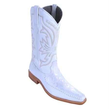 Mensusa Products White Fabric Square Toe Boot
