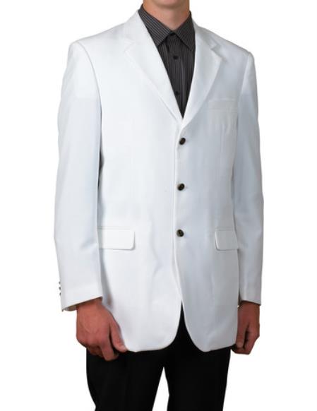 Mensusa Products Men's White Single Breasted Three Button Blazer Sportscoat Dinner Suit Jacket