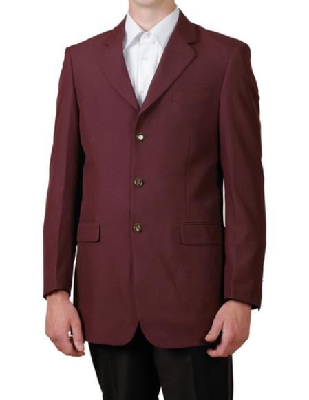 Mensusa Products Men's Burgundy/Maroon Single Breasted Three Button Suit Jacket Dinner Blazer