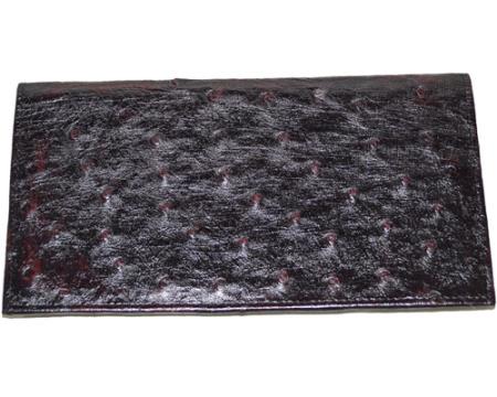 Mensusa Products Los Altos Large Ostrich Wallet Black Cherry