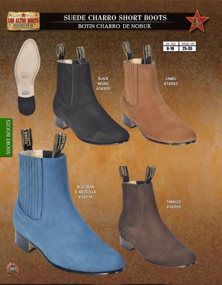 Mensusa Products Los Altos Men's Suede Charro Short Boots Diff. Colors/Sizes