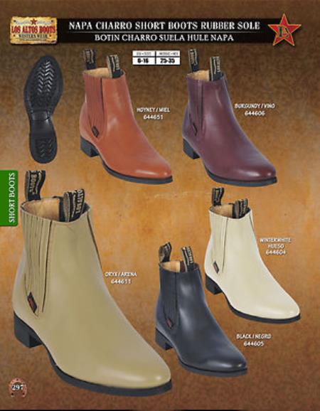 Mensusa Products Los Altos Men's Napa Charro Short Boots Rubber Sole Diff. Colors/Sizes