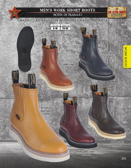 Mensusa Products Los Altos Men's Leather Work Short Boots Vibran Sole Diff. Colors/Sizes
