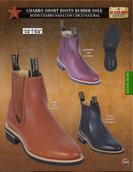 Mensusa Products Los Altos Men's Charro Short Boots Rubber Sole Diff. Colors/Sizes