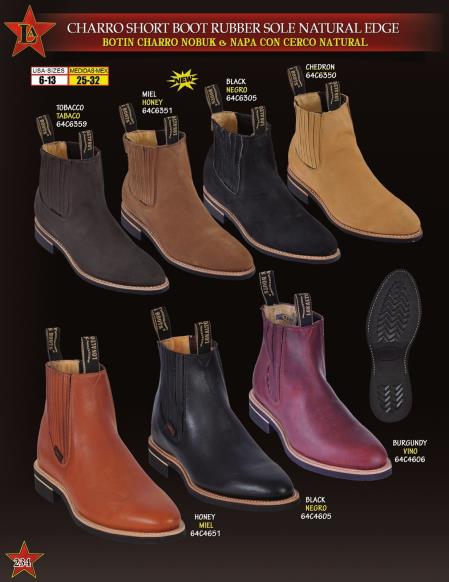 Mensusa Products Los Altos Men's Charro Napa Leather/Suede Short Rubber Sole Natural Edge Boots