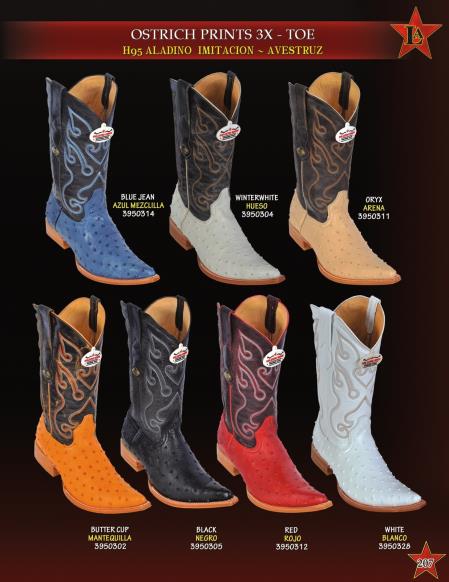 Mensusa Products Los Altos Men's 3XToe Ostrich Print Cowboy Western Boots Diff. Colors