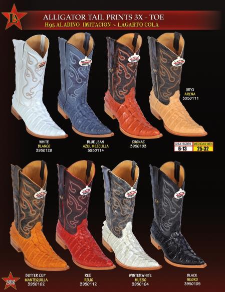 Mensusa Products Los Altos Men's 3XToe Alligator Print Cowboy Western Boots Diff. Colors
