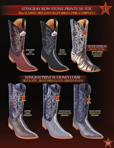 Mensusa Products Los Altos Men's 3XToe Stingray Rowstone Honeycomb Print Cowboy Western Boots