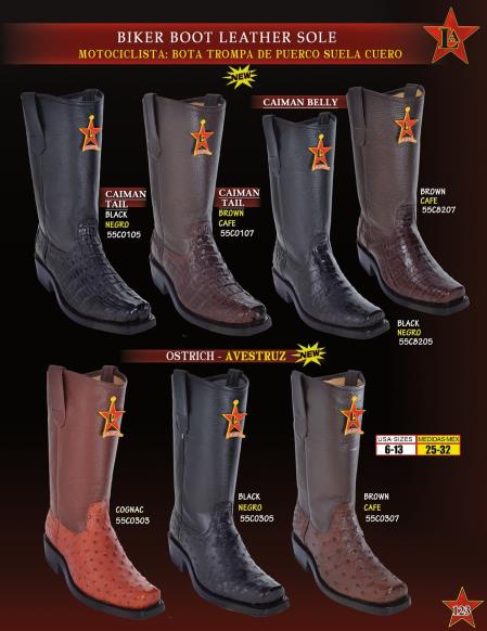 Mensusa Products Los Altos Men's Genuine Caiman/Ostrich Leather Sole Biker Cowboy Western Boots 4