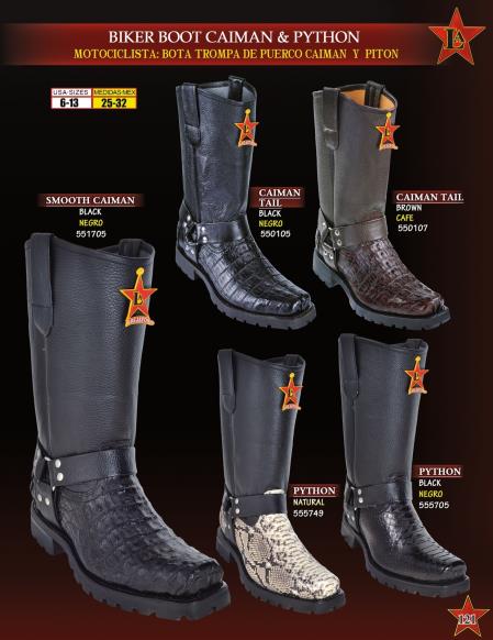 Mensusa Products Los Altos Men's Genuine Caiman/Python Biker Cowboy Western Boots Diff. Colors 340