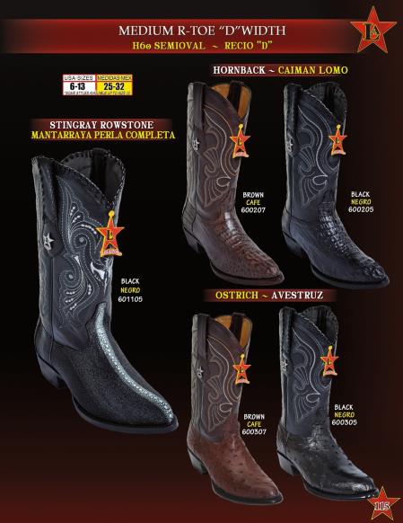 Mensusa Products Los Altos Men's R Toe Genuine Stingray/Caiman/Ostrich Cowboy Western Boots