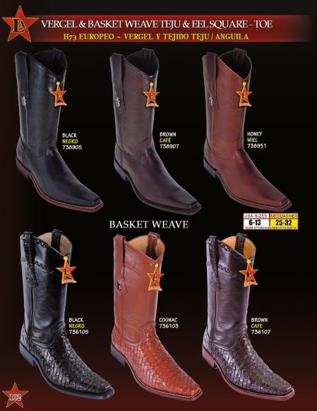 Los Altos Men's Square Toe Vergel & Teju Lizard/Eel Cowboy Western Boots