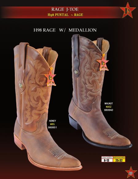 Mensusa Products Los Altos Men's H98 Rage Leather w/ Medallion Cowboy Western Boots Diff. Colors 209