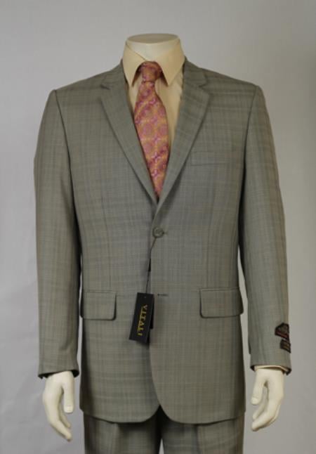 Mensusa Products Men's 2 Button Textured Mini Weave Patterned Shiny Sharkskin Light Olive Suit