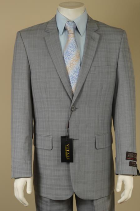 Mensusa Products Men's 2 Button Textured Mini Weave Patterned Shiny Sharkskin Gray Suit
