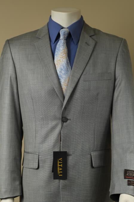 Men's 2 Button Textured Mini Weave Patterned Shiny Sharkskin Suit Gray