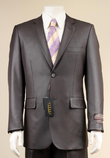 Mensusa Products Men's 2 Button Textured Mini Weave Patterned Shiny Sharkskin Charcoal Suit