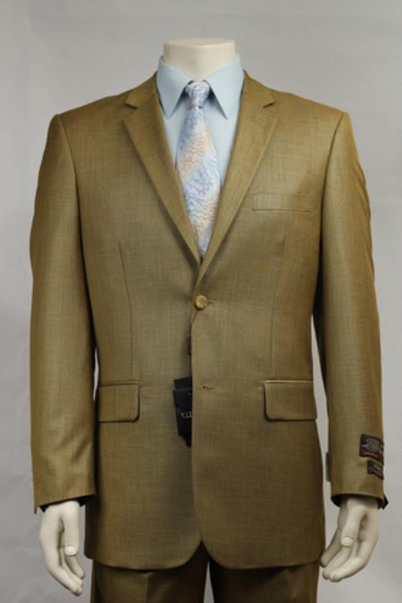 Mensusa Products Men's 2 Button Textured Mini Weave Patterned Shiny Sharkskin Taupe Suit