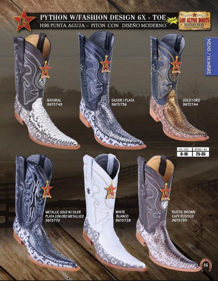 Mensusa Products Los Altos 6X Toe Genuine Python Men's Western Cowboy Boots Diff.Colors/Size