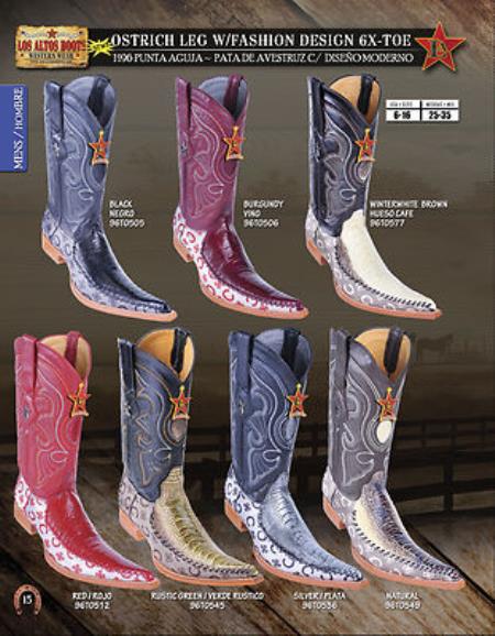 Mensusa Products Los Altos 6X Toe Genuine Ostrich Leg Mens Western Cowboy Boots Diff.Colors/Sizes