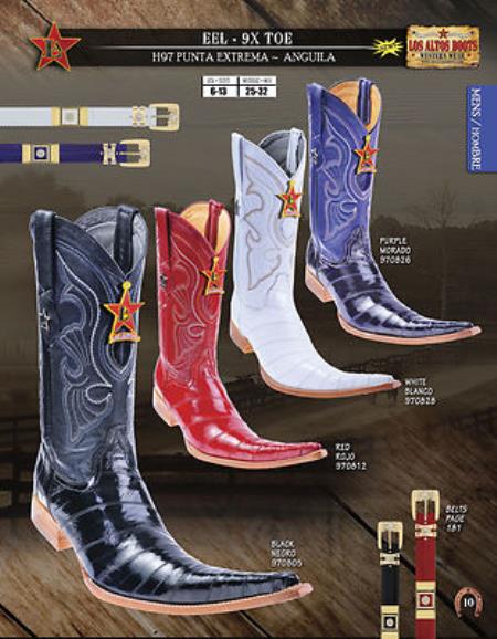 Mensusa Products Los Altos 9X Toe Genuine Eel Men's Western Cowboy Boots Diff.Colors/Sizes