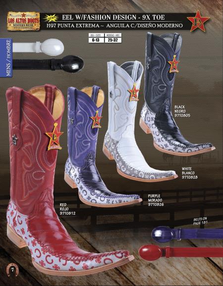Mensusa Products Los Altos 9X Toe Genuine Eel Mens Western Cowboy Boots Diff.Colors/Size 217