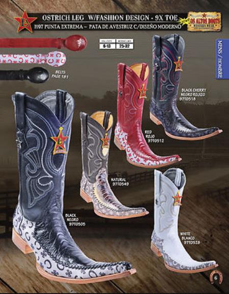 Mensusa Products Los Altos 9X Toe Genuine Ostrich Leg Mens Western Cowboy Boots Diff.Colors/Size