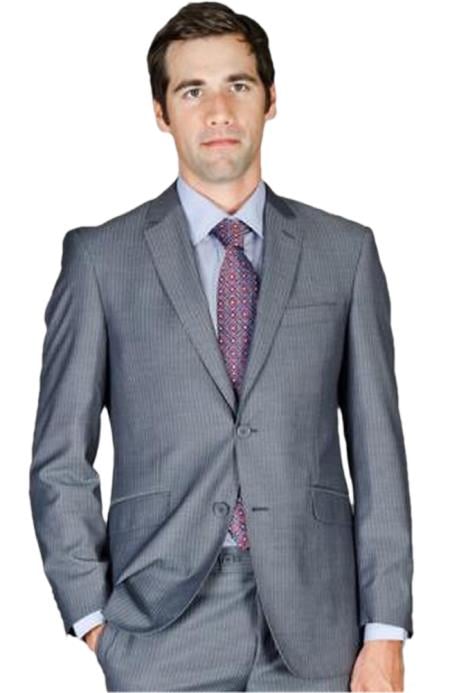 Mensusa Products Men's Slim Fit Grey Stripe Wool and Silk Blend Suit