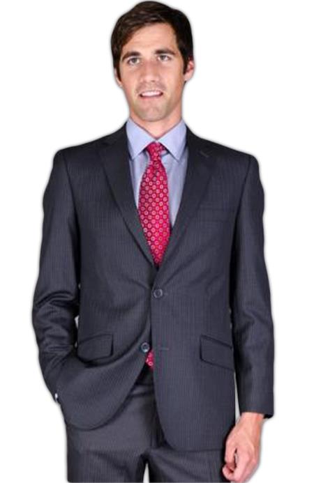 Mensusa Products Men's Slim Fit Charcoal Stripe 2Button Suit