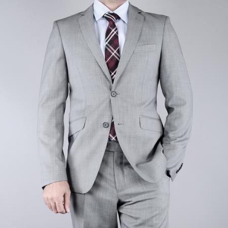 Mensusa Products Mantoni Men's Slim Fit Birdseye Grey 2Button Wool Suit