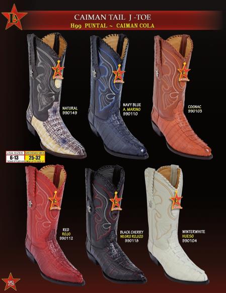 Mensusa Products Los Altos Men's J Toe Genuine Caiman TaCowboy Western Boots Diff. Colors