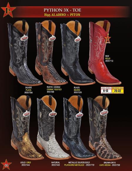 Mensusa Products Los Altos Men's 3X Toe Genuine Python Cowboy Western Boots Diff. Colors